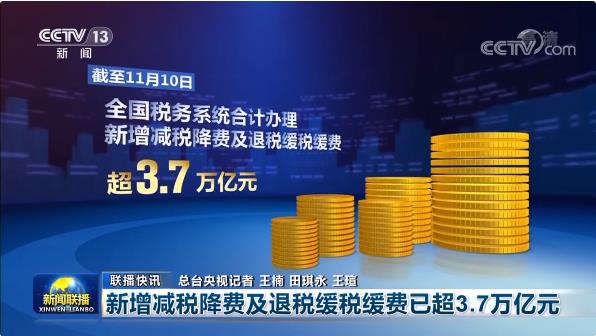 新闻联播：新增减税降费及退税缓税缓费已超3.7万亿元